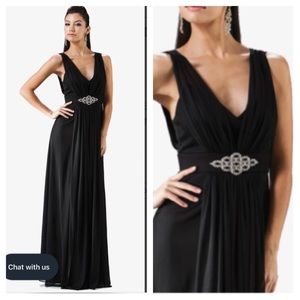 Cinderella Chiffon Semi Formal Dress Black Long Empire Waist